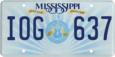 MS license plate IOG637