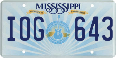 MS license plate IOG643