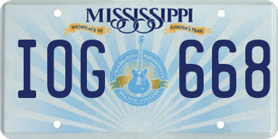MS license plate IOG668