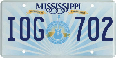 MS license plate IOG702