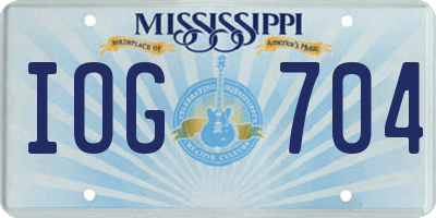 MS license plate IOG704