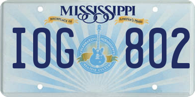 MS license plate IOG802