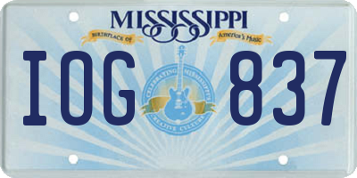 MS license plate IOG837