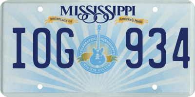 MS license plate IOG934