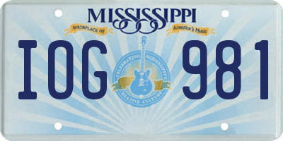 MS license plate IOG981