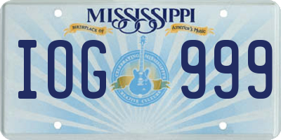 MS license plate IOG999