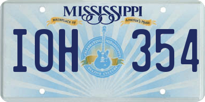 MS license plate IOH354