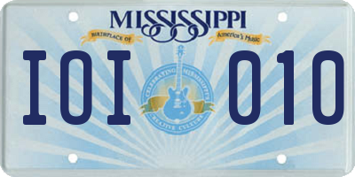 MS license plate IOI010