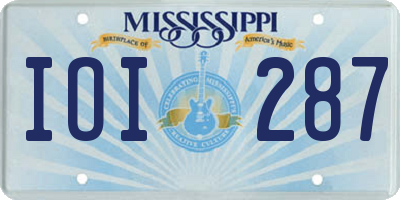 MS license plate IOI287