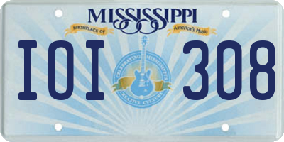MS license plate IOI308