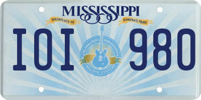 MS license plate IOI980