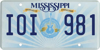 MS license plate IOI981