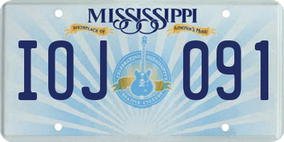 MS license plate IOJ091