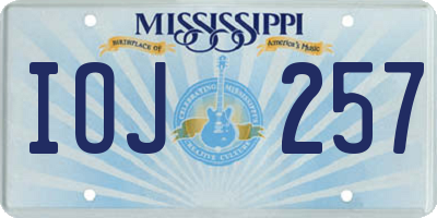 MS license plate IOJ257