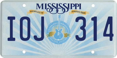 MS license plate IOJ314
