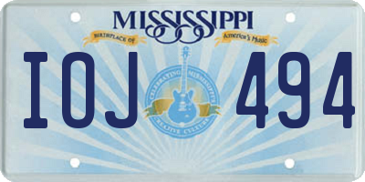 MS license plate IOJ494
