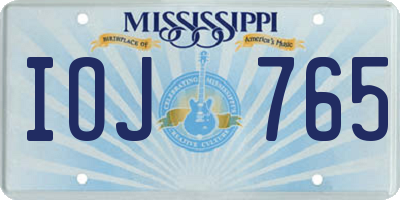 MS license plate IOJ765