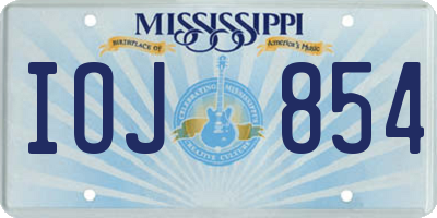 MS license plate IOJ854