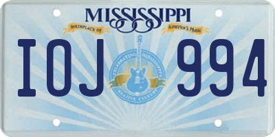 MS license plate IOJ994