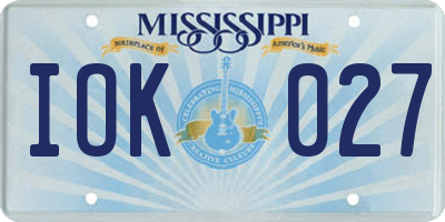MS license plate IOK027