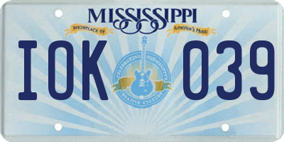 MS license plate IOK039