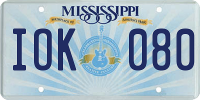 MS license plate IOK080