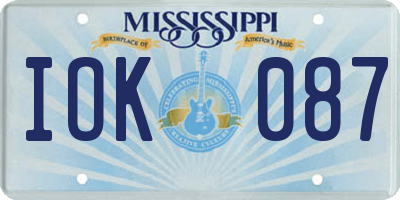 MS license plate IOK087
