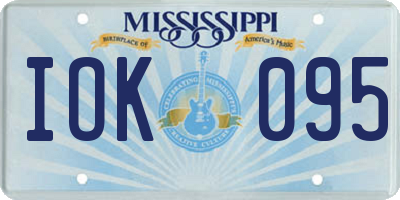 MS license plate IOK095
