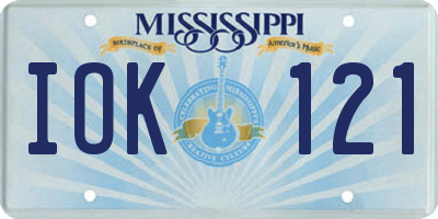 MS license plate IOK121