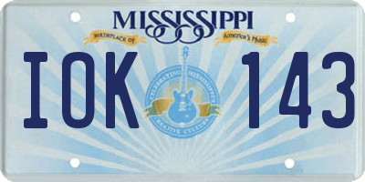 MS license plate IOK143