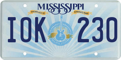 MS license plate IOK230