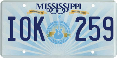 MS license plate IOK259
