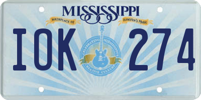 MS license plate IOK274