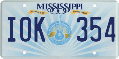 MS license plate IOK354