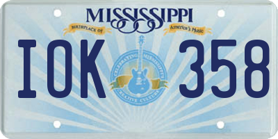 MS license plate IOK358