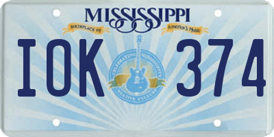 MS license plate IOK374