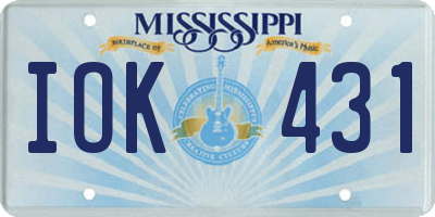 MS license plate IOK431