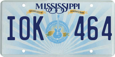 MS license plate IOK464