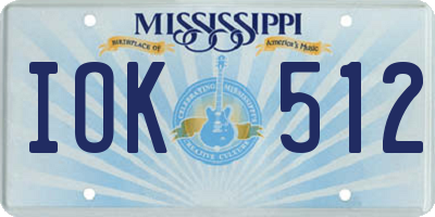 MS license plate IOK512