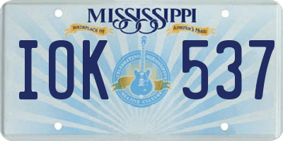 MS license plate IOK537