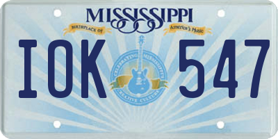 MS license plate IOK547