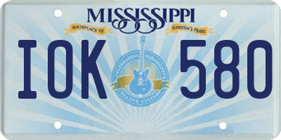 MS license plate IOK580