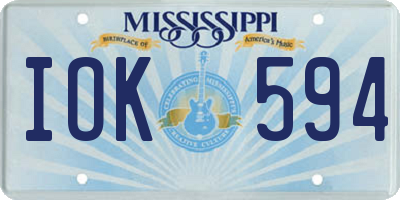 MS license plate IOK594