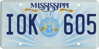 MS license plate IOK605