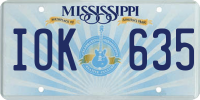 MS license plate IOK635