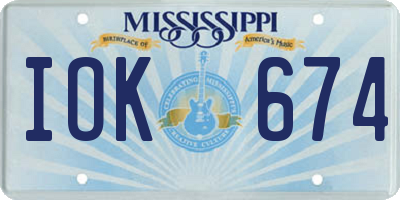 MS license plate IOK674