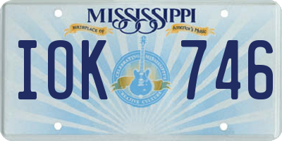 MS license plate IOK746