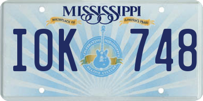 MS license plate IOK748