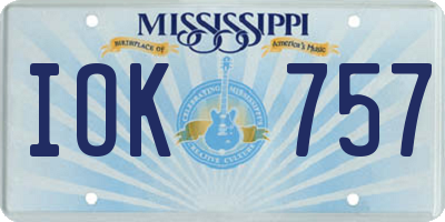 MS license plate IOK757