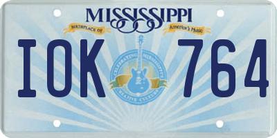 MS license plate IOK764